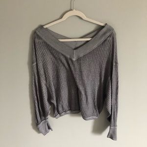 Free People waffle knit light grey long sleeve